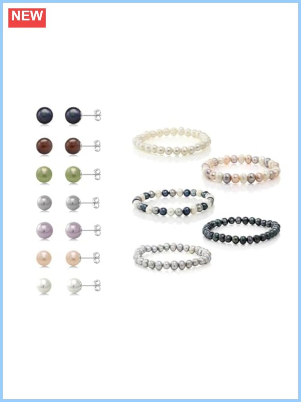 Sterling Silver Freshwater Pearl Bracelet & Earring Set